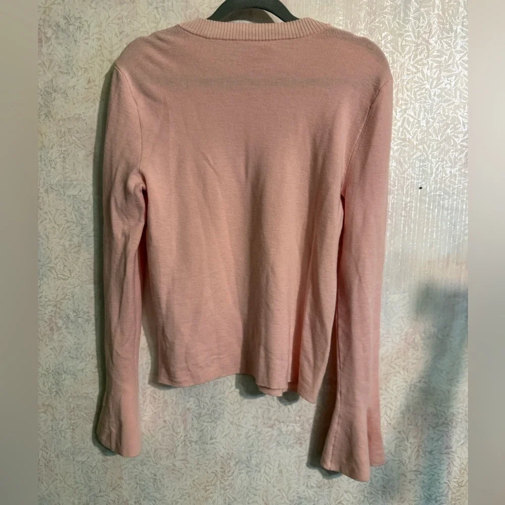 Tory Burch Kimberly merino wool sweater featuring embellished flare cuffs.  S/P